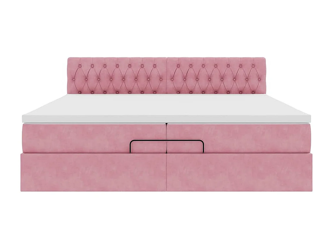 Estructura de cama otomana colchones terciopelo rosa 200x200cm