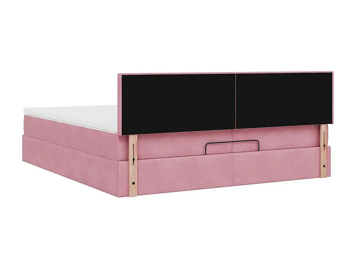 Cadre de lit ottoman avec matelas rose 200x200 cm velours