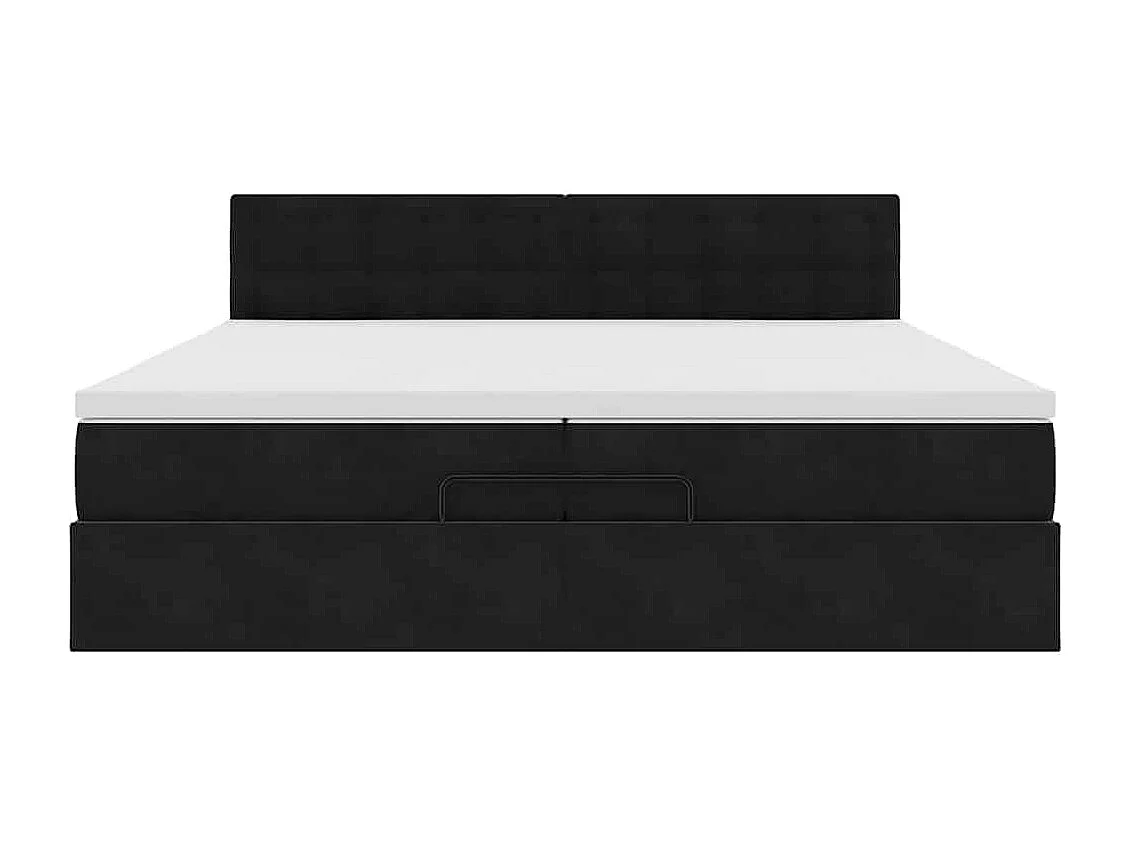 Cadre de lit ottoman avec matelas noir 200x200cm velours