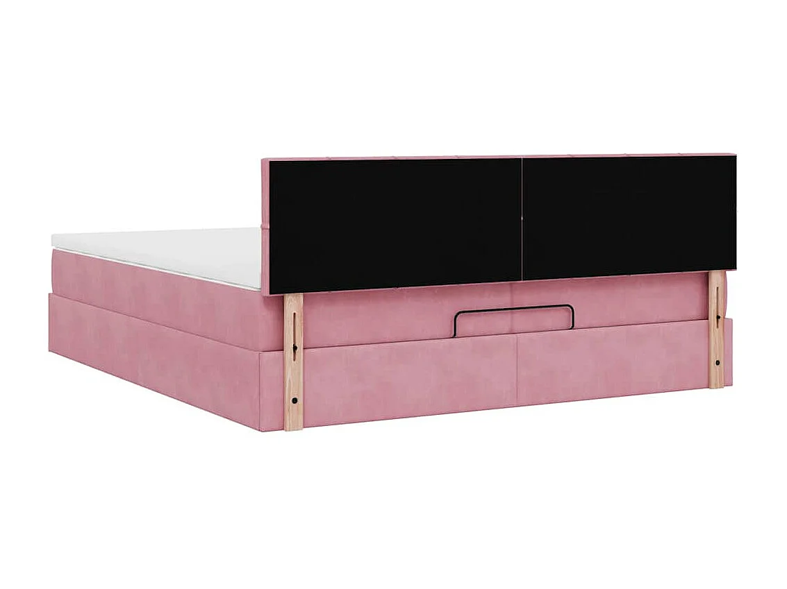 Estructura de cama otomana colchones terciopelo rosa 200x200cm