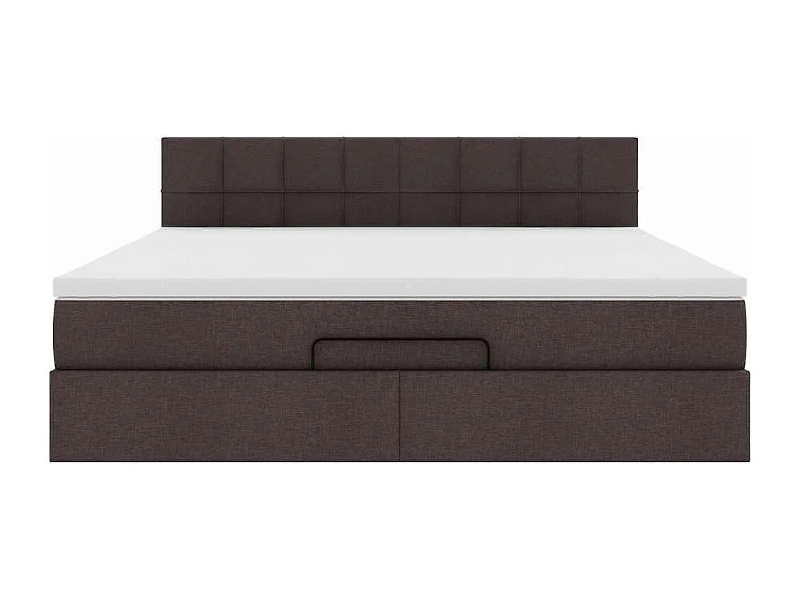 Cadre de lit ottoman avec matelas marron foncé 160x200 cm tissu