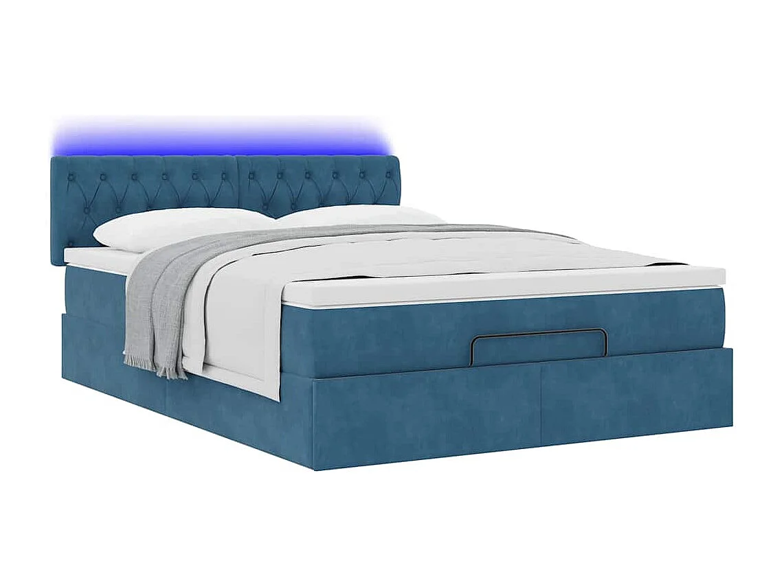 Ottoman bed met matras en LED's 140x200cm fluweel donkerblauw