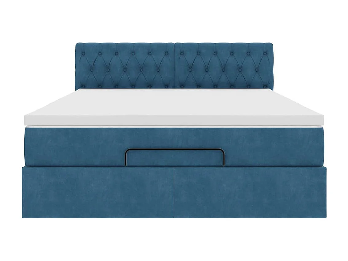 Ottoman bed met matras en LED's 140x200cm fluweel donkerblauw