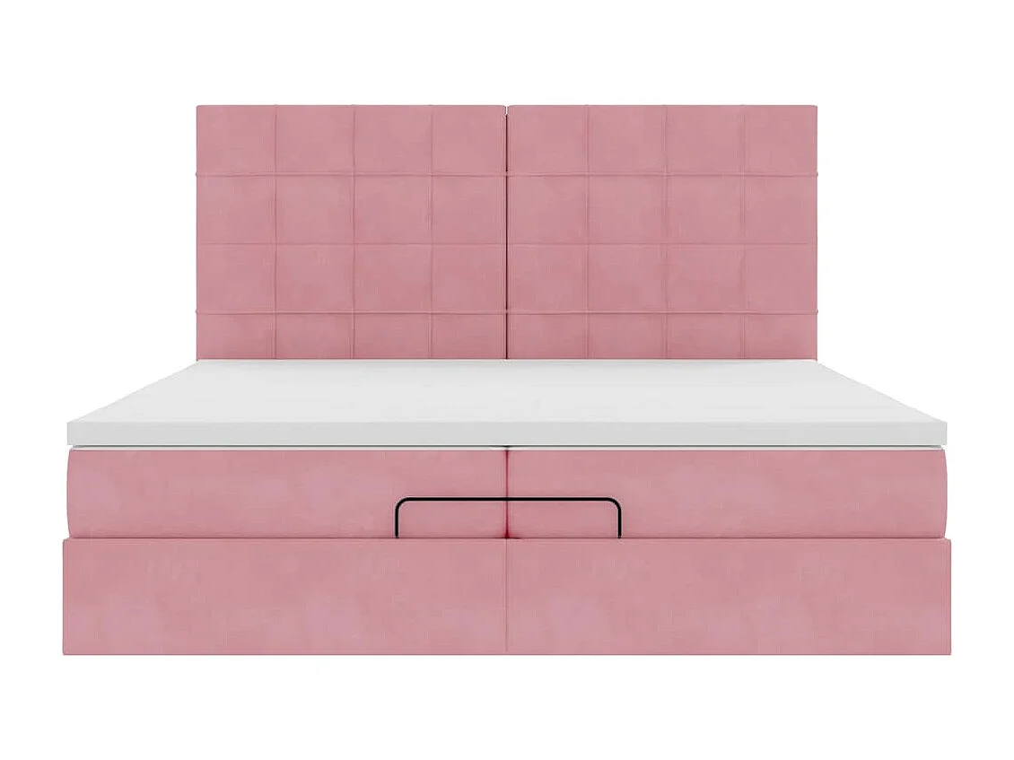 Cadre de lit ottoman avec matelas rose 200x200 cm velours