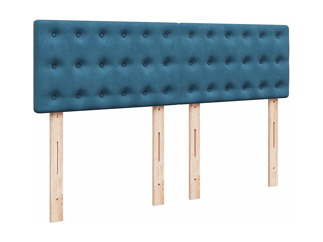 Cadre de lit ottoman avec matelas bleu foncé 140x200 cm velours
