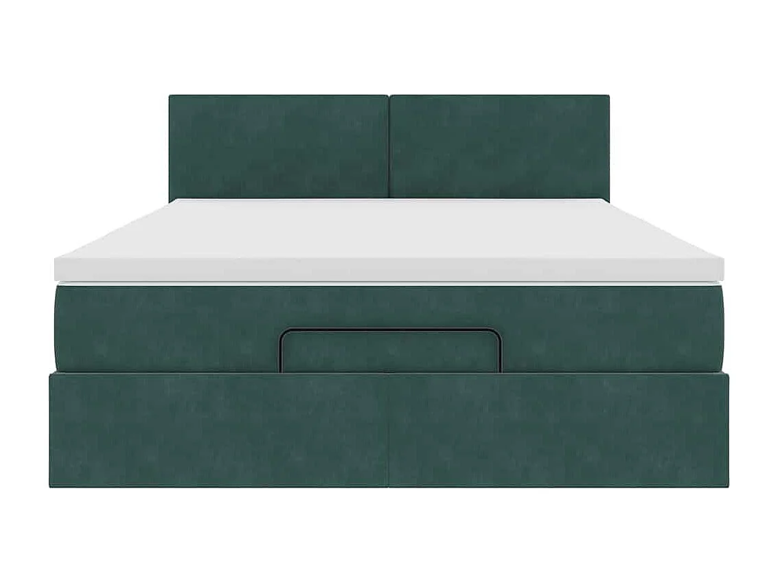 Cadre de lit ottoman avec matelas vert foncé 140x190 cm velours
