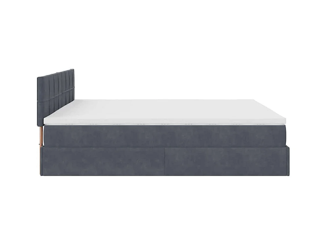 Cadre de lit ottoman avec matelas gris foncé 200x200 cm velours