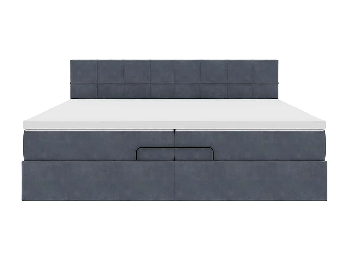 moldura de cama otomana  com colchão cinza escuro veludo