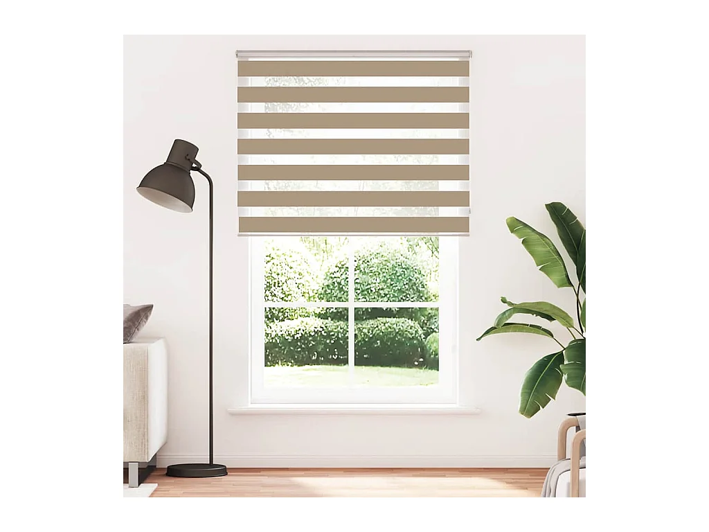 Estor cebra marrón arena tejido ancho 140,9 cm poliéster