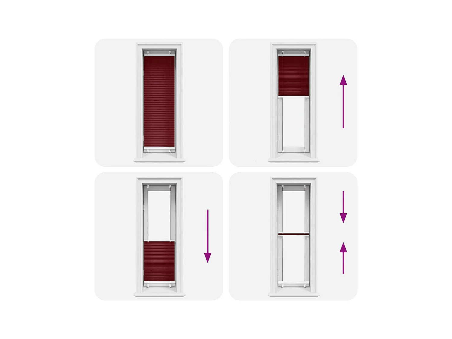 Store plissé rouge bordeaux 50x100 cm largeur du tissu 49,4 cm