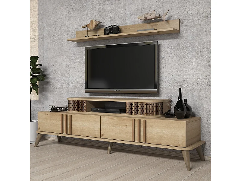 Moderner TV-Ständer – 168 cm – Eichenfarbe – Melaminmaterial
