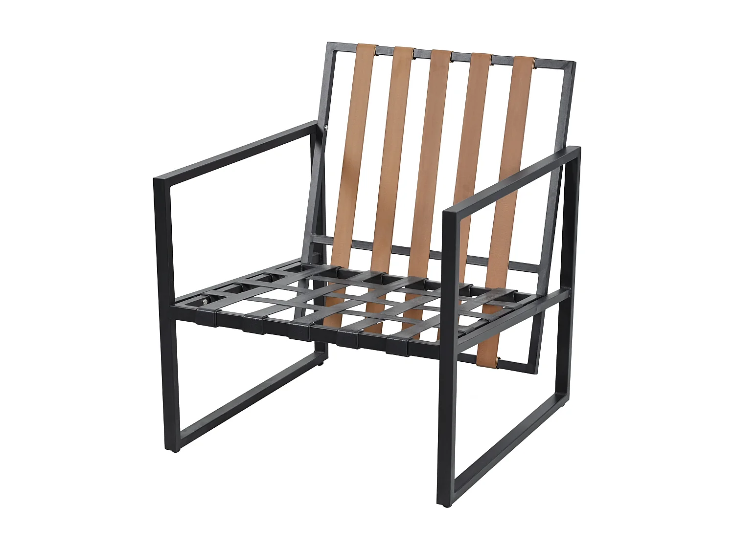 Conjunto de mobiliário de jardim modular de 5 lugares em aço galvanizado: 1 sofá de 3 lugares + 2 cadeirões + mesa de centro retangular - Cinza