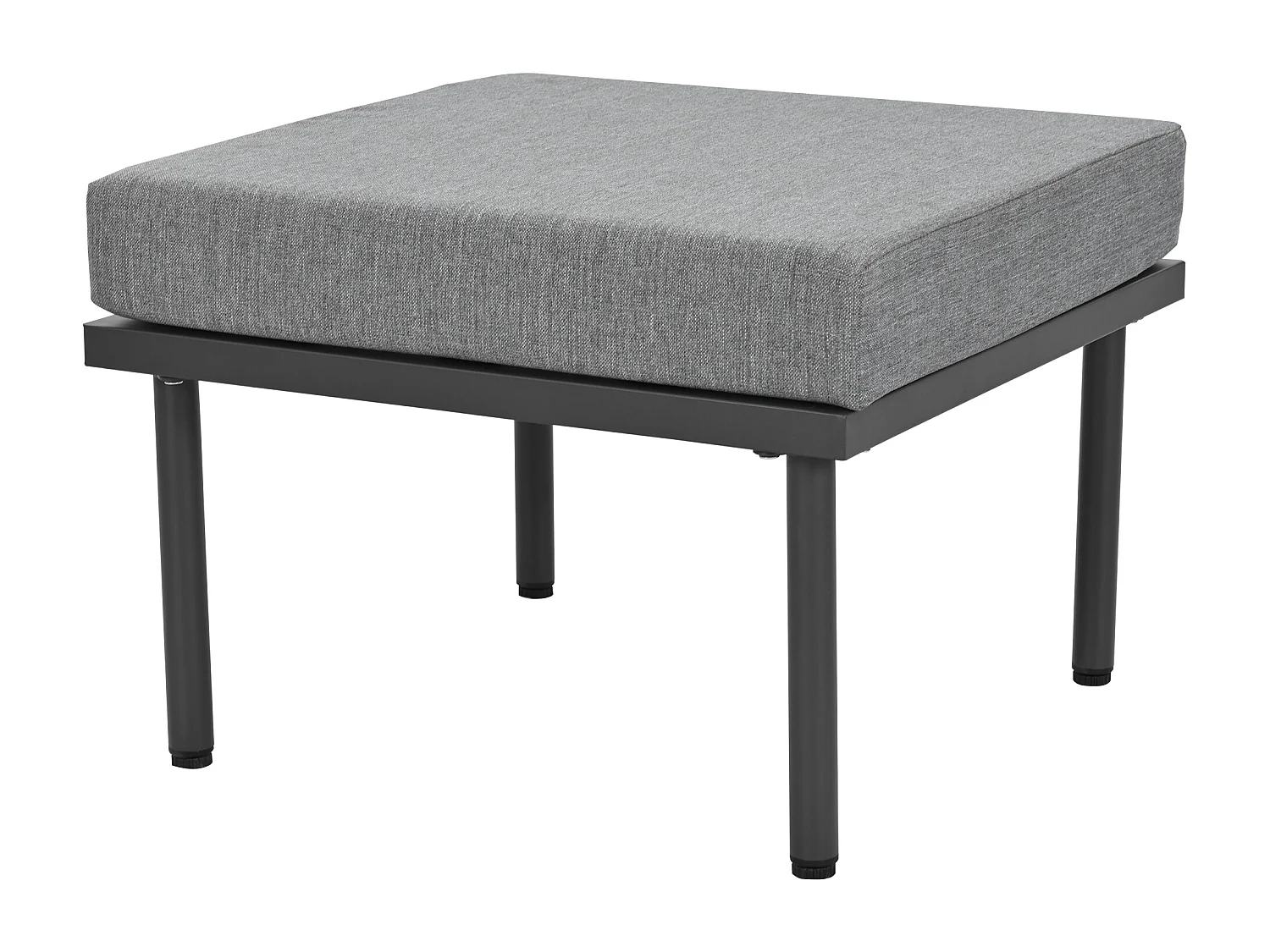 Set di mobili da giardino componibili da 6 posti in acciaio zincato: 1 divano 2 posti + 1 divano 2 posti + 1 sgabello + 1 tavolino quadrato - Grigio