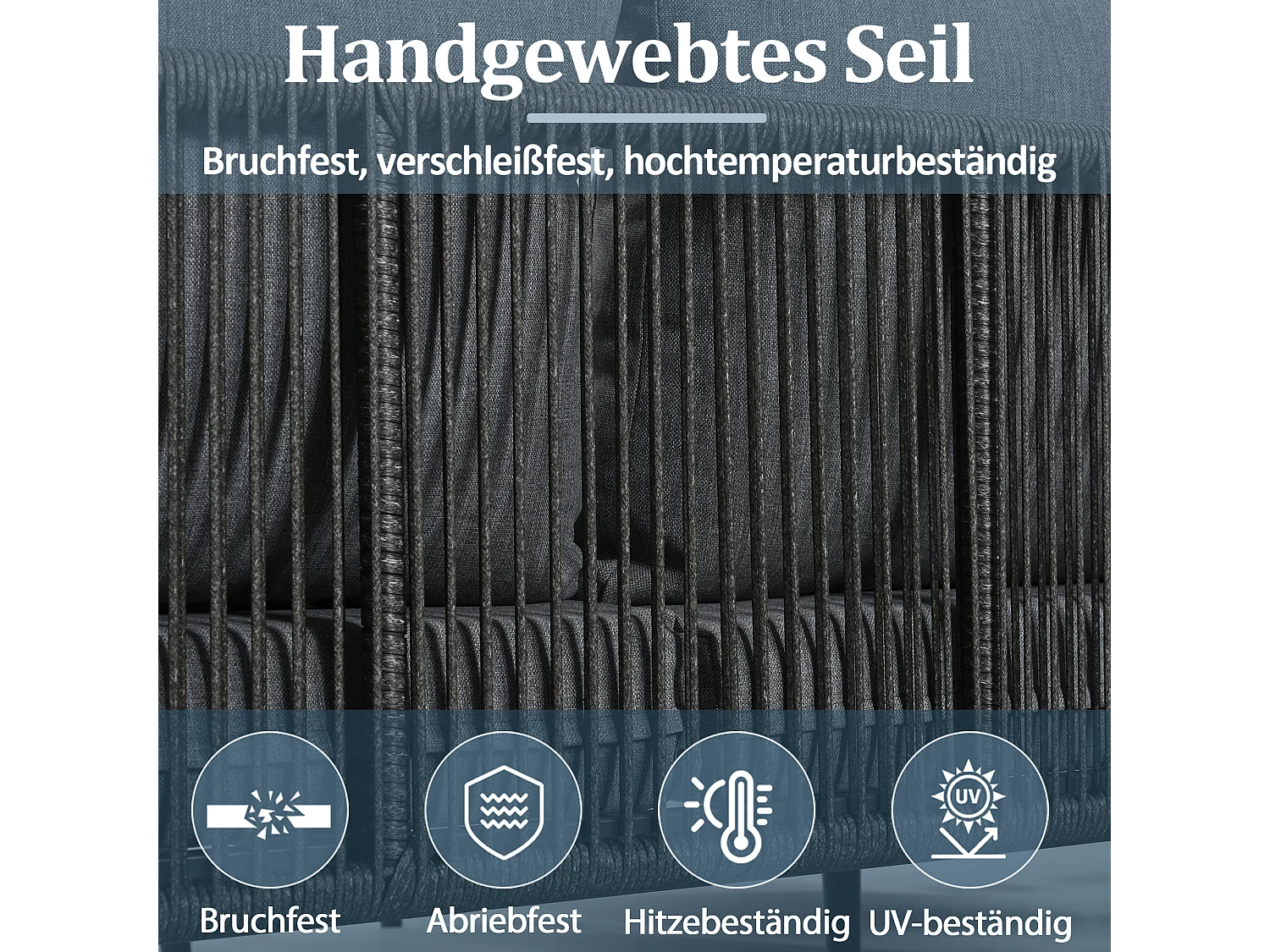 Salon de jardin d'angle 4 places en acier galvanisé : 2 canapés 2 places + 1 table rectangulaire - Beige