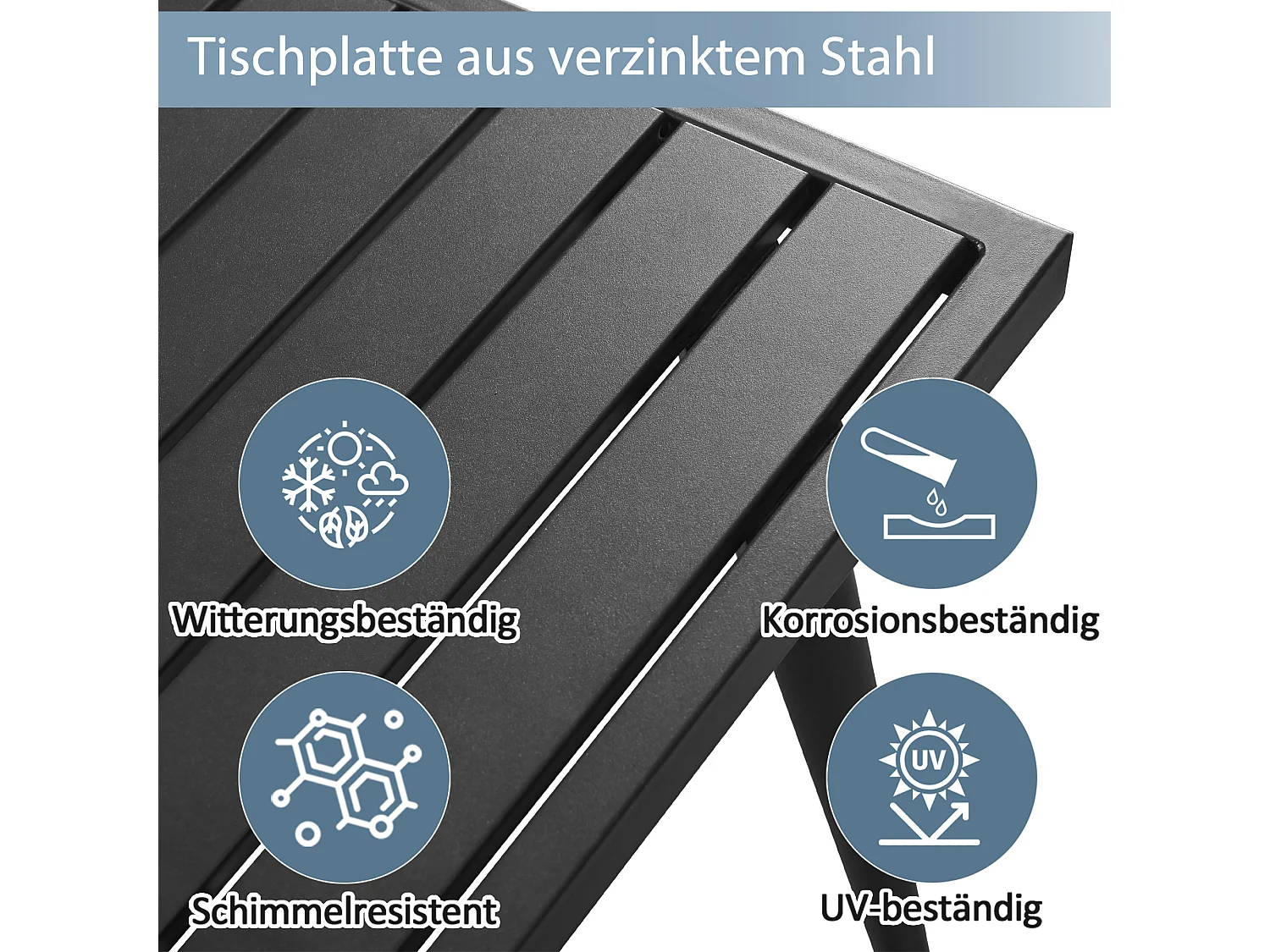 Salon de jardin modulable en acier galvanisé 5 places : 1 canapé 3 places + 2 fauteuils + 1 table basse rectangulaire - Gris