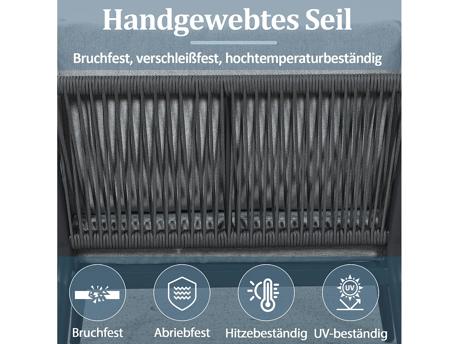 Salon de jardin modulable en acier galvanisé 5 places : 1 canapé 3 places + 2 fauteuils + 1 table basse rectangulaire - Gris