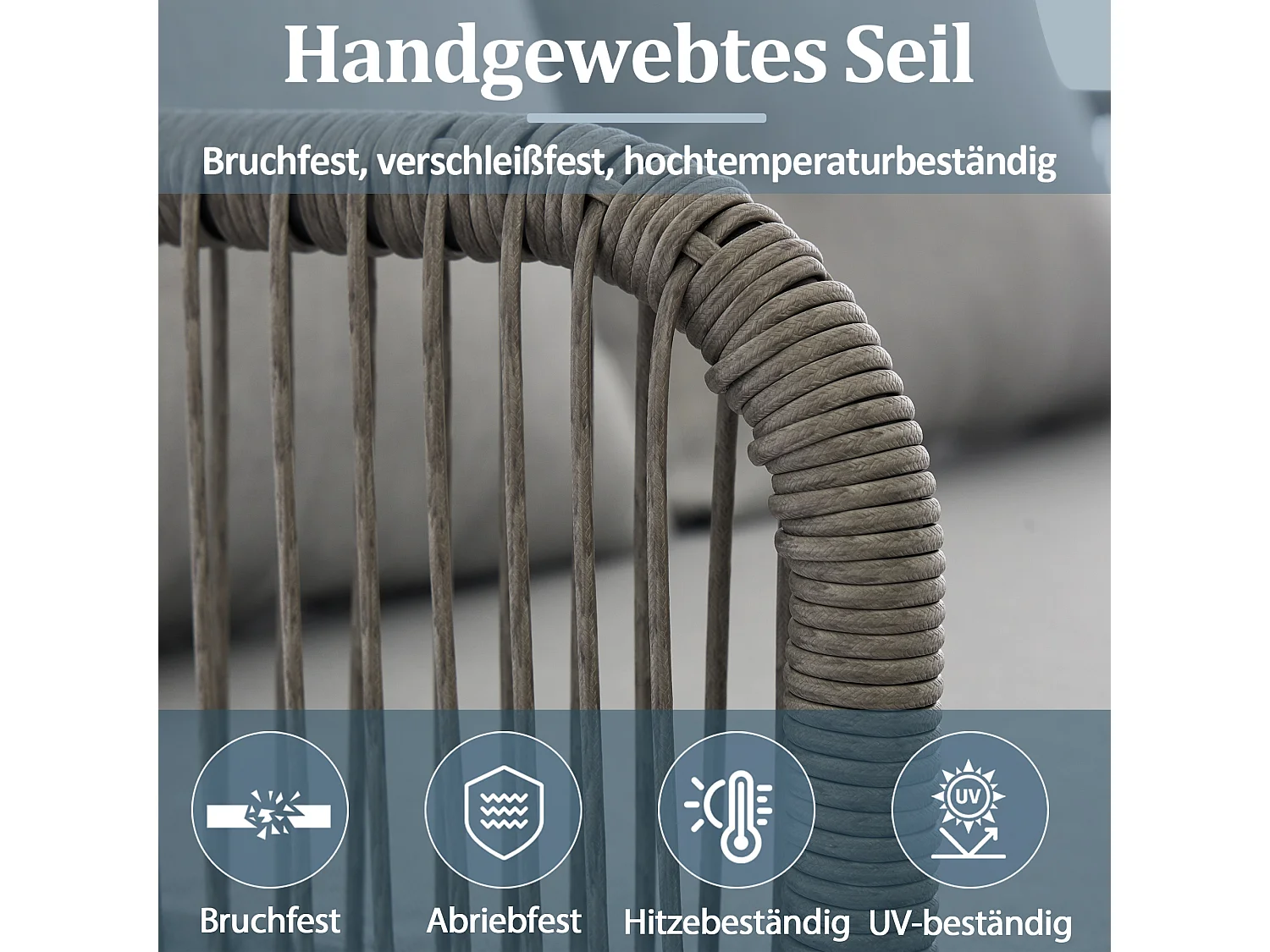 Salon de jardin modulable 4 places en acier galvanisé : 1 canapé 2 places + 2 fauteuils + table basse ovale - Gris