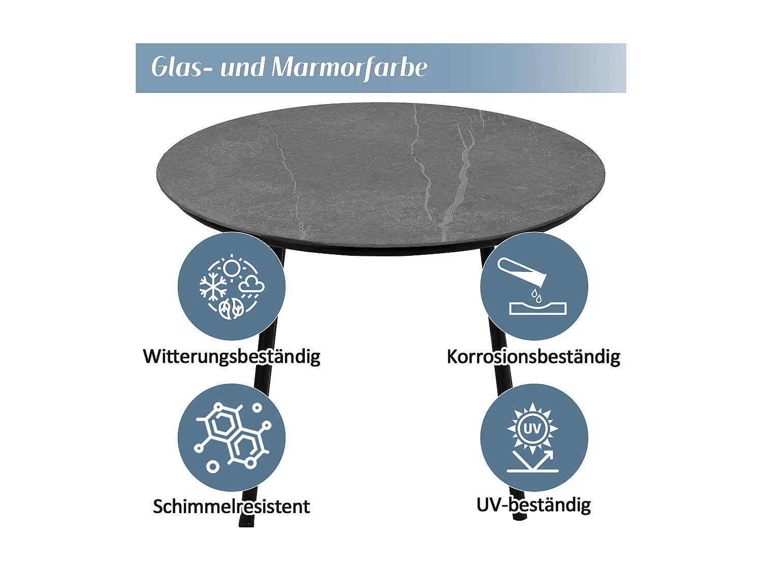 Modulaire tuinset voor 4 personen in gegalvaniseerd staal: 1 3-zitsbank + 1 kruk + 2 ronde salontafels - Grijs