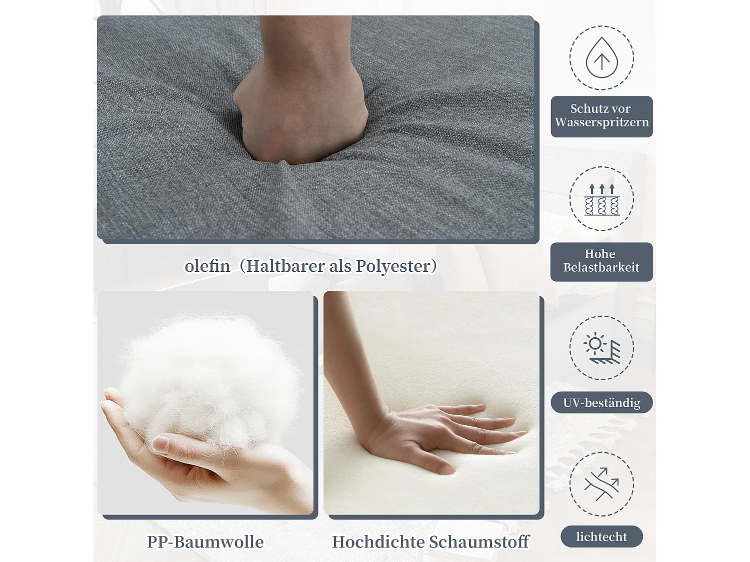 Zestaw mebli ogrodowych modułowych 5-osobowych ze stali ocynkowanej: 1 sofa 3-osobowa + 2 fotele + stoliki kawowe - Szary