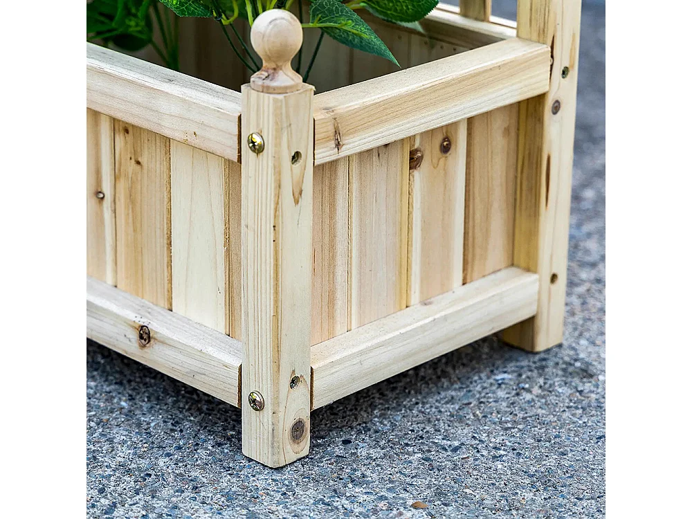 Plantenbak met latwerk,Klimplant,Hout,Natuurlijk,64 x 28 x 120 cm