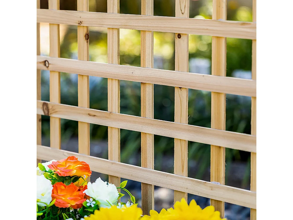 Jardinière avec treillis,Bac à plantes grimpantes,Bois,Naturel,64 x 28 x 120 cm
