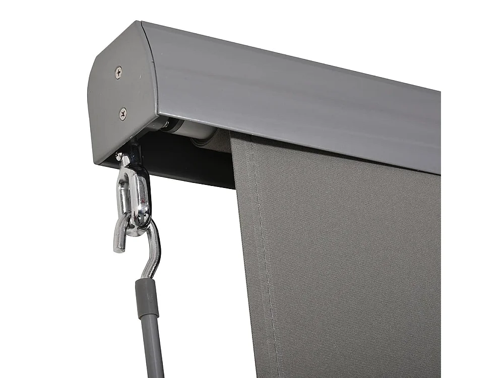 Verticale luifel Marquise de balcon Windbreak zijluifel Visuele bescherming met zwengel Polyester+aluminium stof Grijs 250 x 140 cm