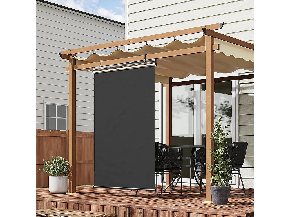 Verticale zonwering, in hoogte verstelbaar, ketting, haken inbegrepen, 124 cm x 222 cm, donkergrijs