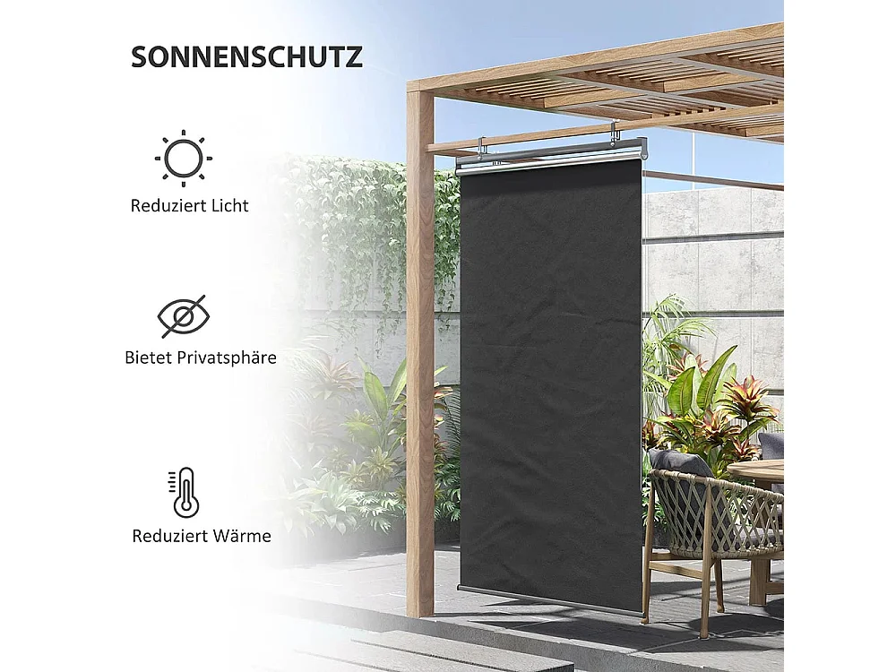 Verticale zonwering, in hoogte verstelbaar, ketting, haken inbegrepen, 124 cm x 222 cm, donkergrijs