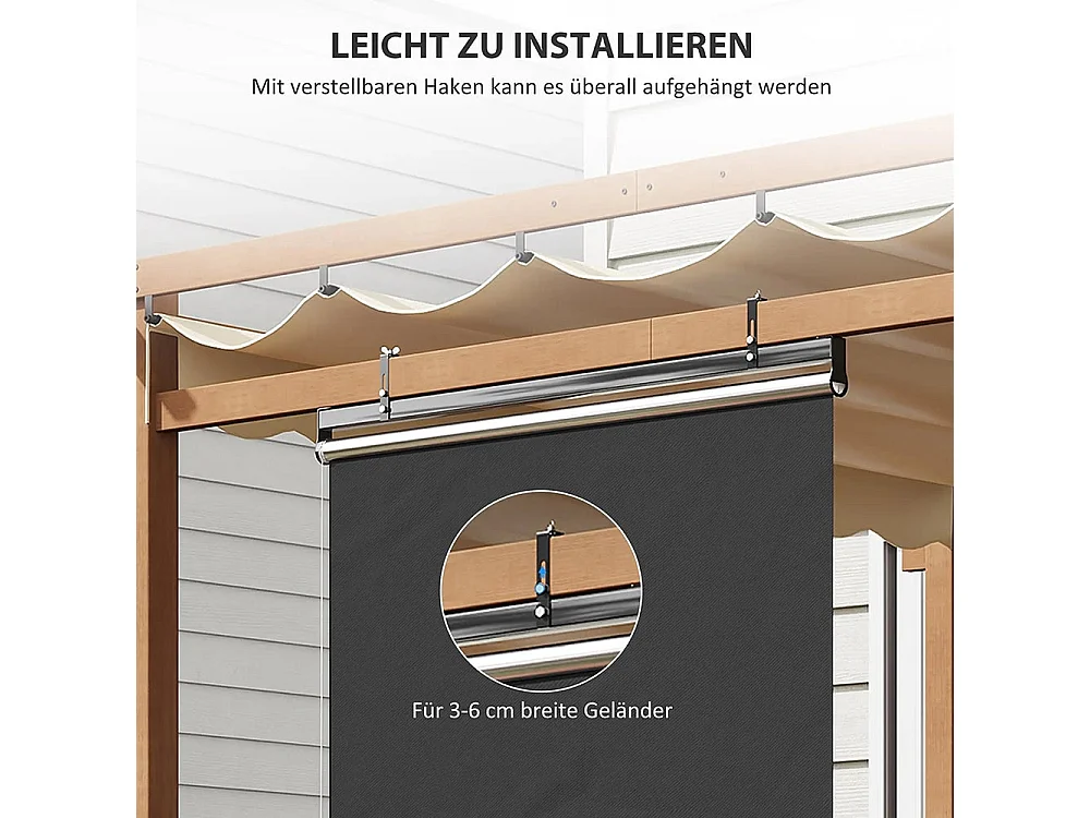 Verticale zonwering, in hoogte verstelbaar, ketting, haken inbegrepen, 124 cm x 222 cm, donkergrijs