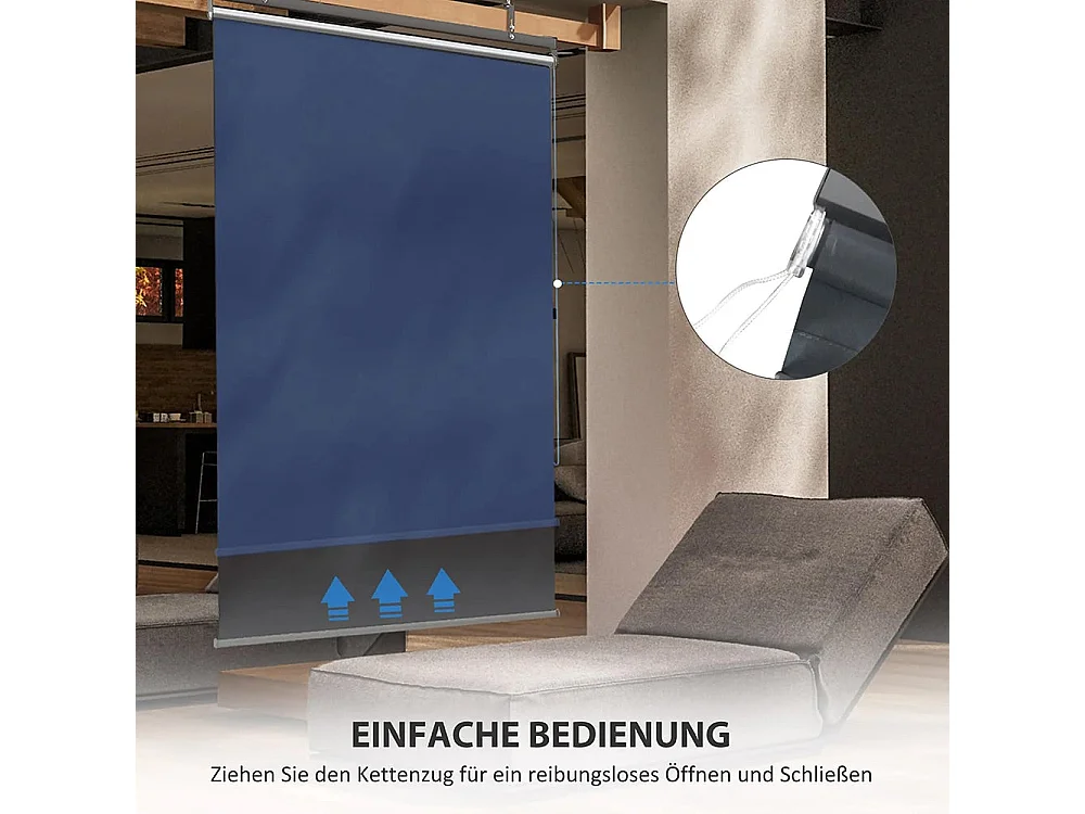 Verticale zonwering, in hoogte verstelbaar, ketting, haken inbegrepen, 124 cm x 222 cm, donkergrijs