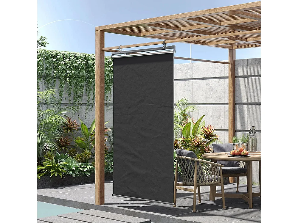 Verticale zonwering, in hoogte verstelbaar, ketting, haken inbegrepen, 124 cm x 222 cm, donkergrijs