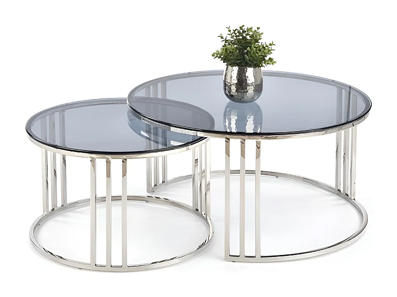 Set da tavolino Mercury/Silver&Glass