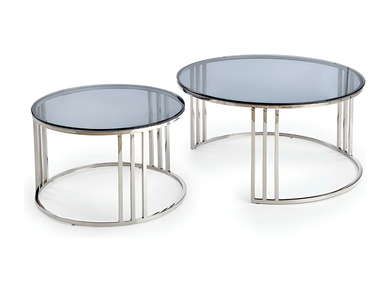 Couchtisch Set Mercury/Silber&Glas