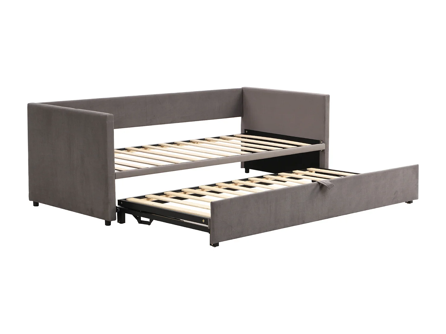 Divano letto estraibile 90/180*200 cm con rete a doghe in velluto delicato sulla pelle, grigio