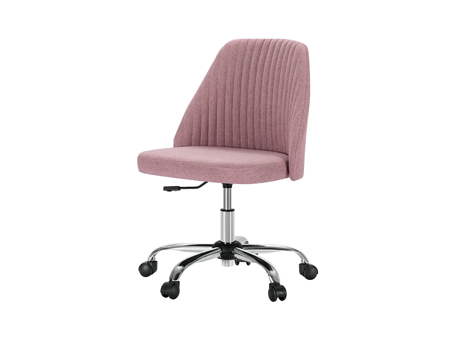 Chaises de bureau pivotantes,Sans accoudoirs,Chaises de bureau réglables avec roulettes,Tissu,Rose