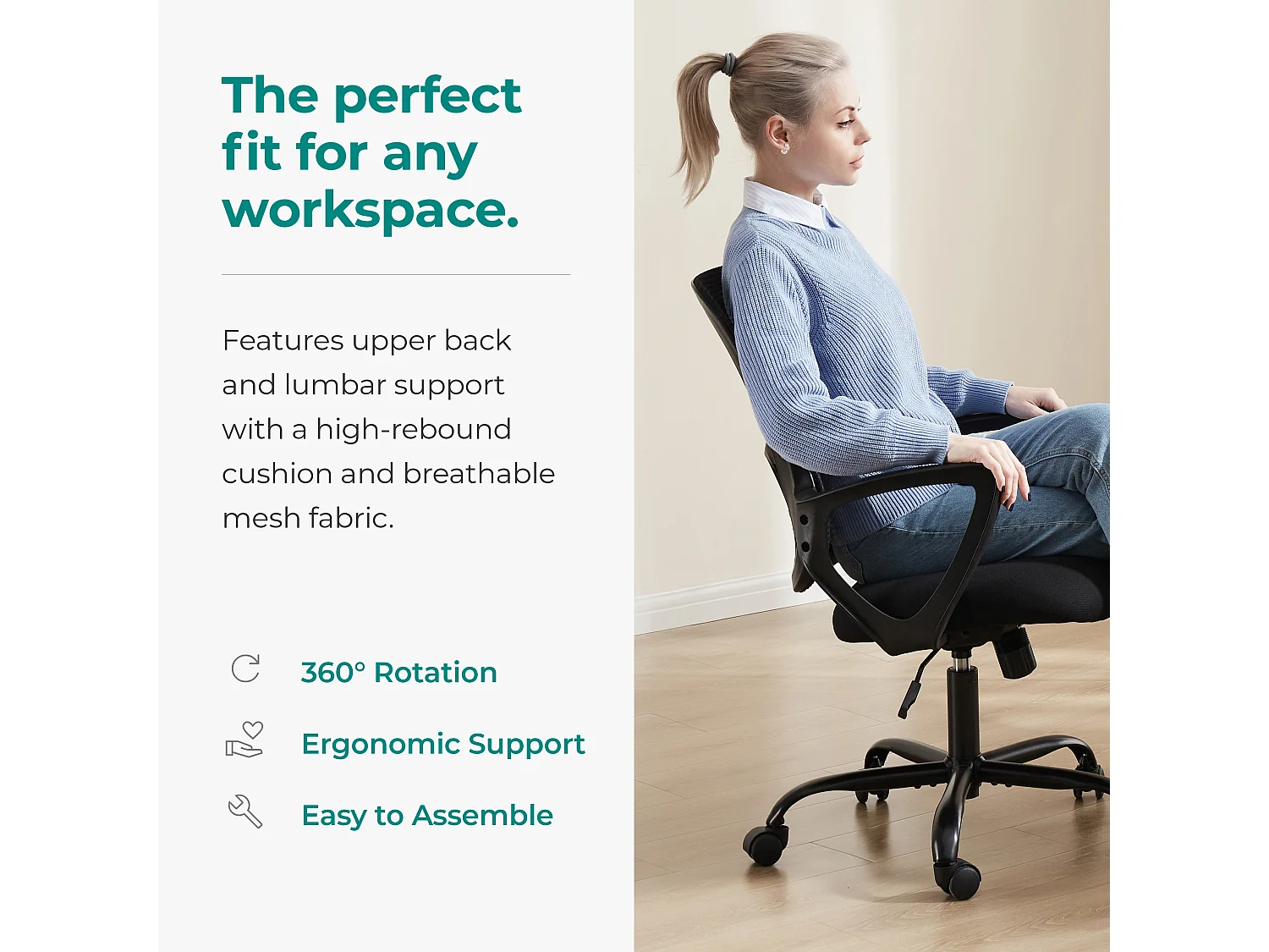 Chaise de bureau avec anneau de pied réglable,Chaise de bureau haute pour bureau debout,Chaises de bureau à hauteur de comptoir,Noir