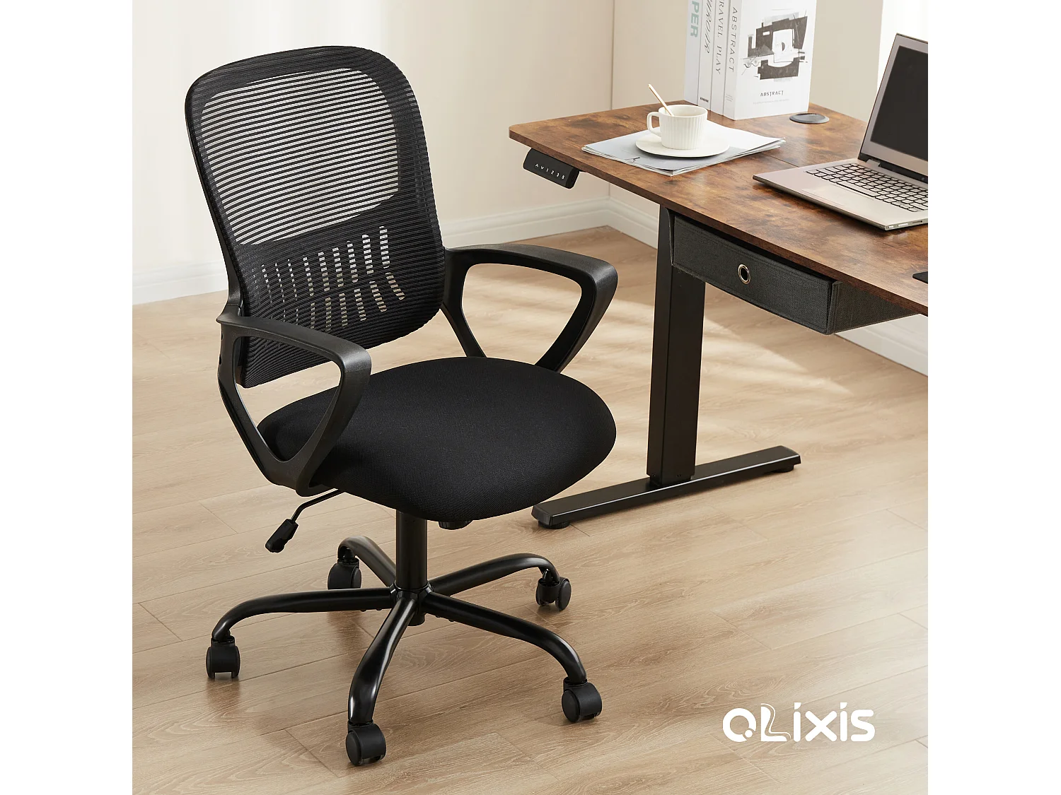 Chaise de bureau avec anneau de pied réglable,Chaise de bureau haute pour bureau debout,Chaises de bureau à hauteur de comptoir,Noir