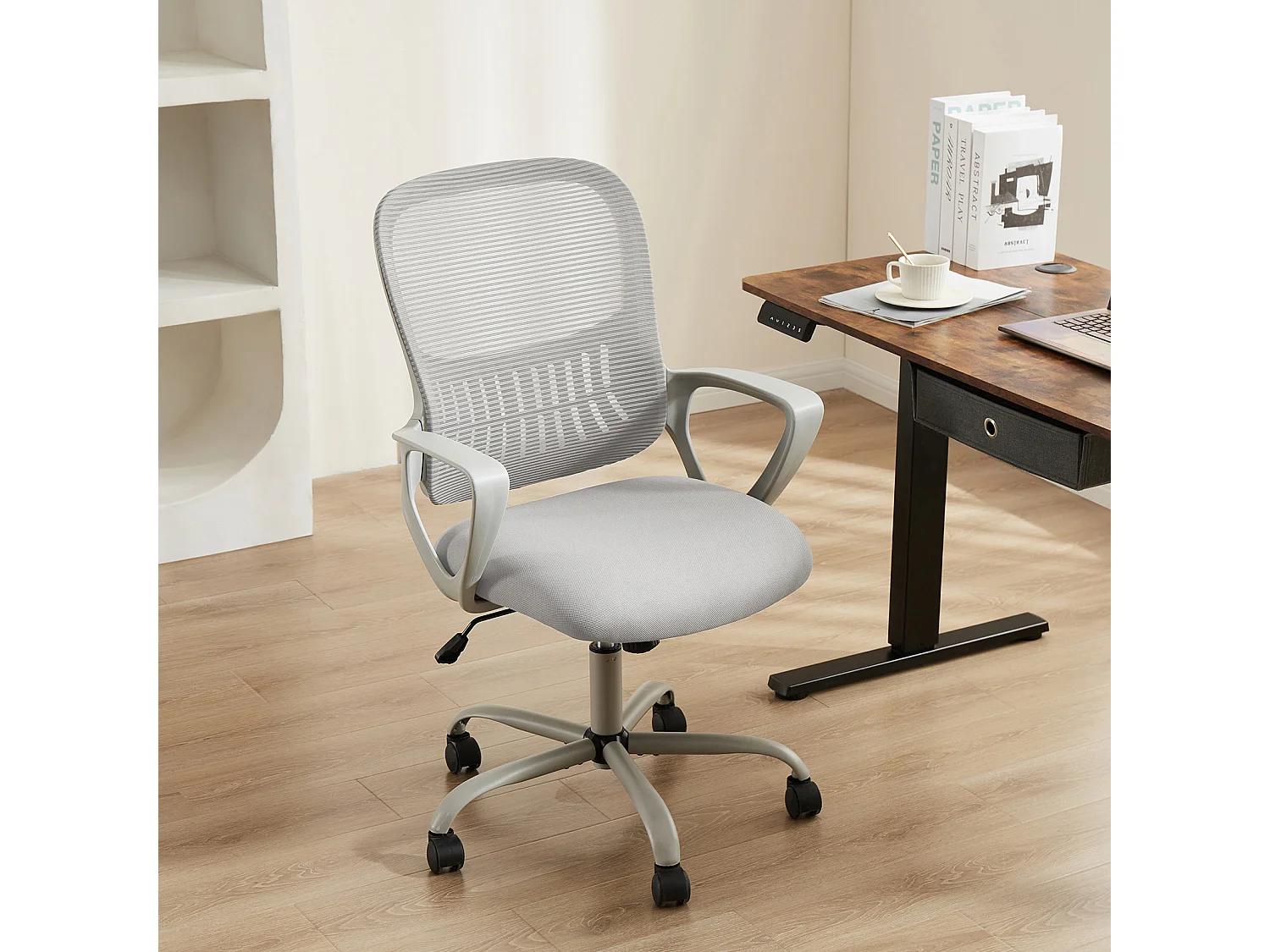 Chaise de bureau avec anneau de pied réglable,Chaise de bureau haute pour bureau debout,Chaises de bureau à hauteur de comptoir,Gris