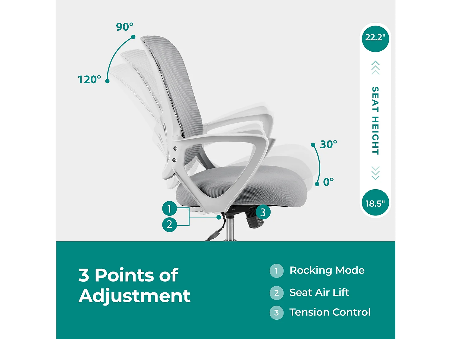 Chaise de bureau avec anneau de pied réglable,Chaise de bureau haute pour bureau debout,Chaises de bureau à hauteur de comptoir,Gris
