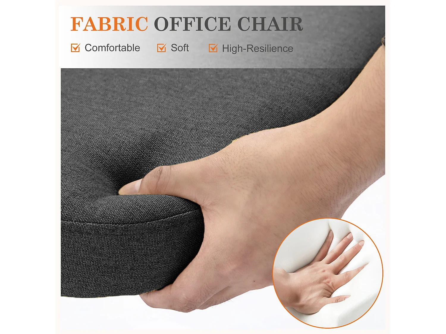 Chaises de bureau pivotantes,Sans accoudoirs,Chaises de bureau réglables avec roulettes,Tissu,gris foncé