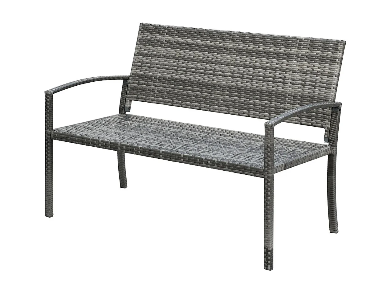 Tuinbank, rotanlook, met stalen frame, 2 zits, bruin, 122 x 60 x 87cm