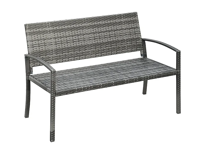 Tuinbank, rotanlook, met stalen frame, 2 zits, bruin, 122 x 60 x 87cm