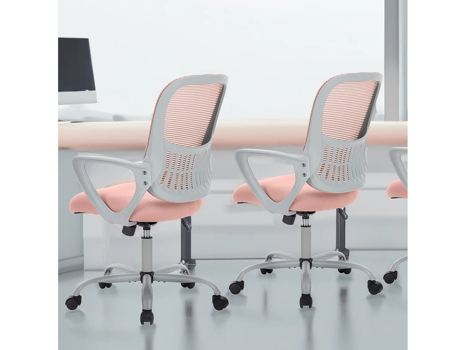 Chaise de bureau avec anneau de pied réglable,Chaise de bureau pour bureau debout,Chaises de bureau à hauteur de comptoir,Rose