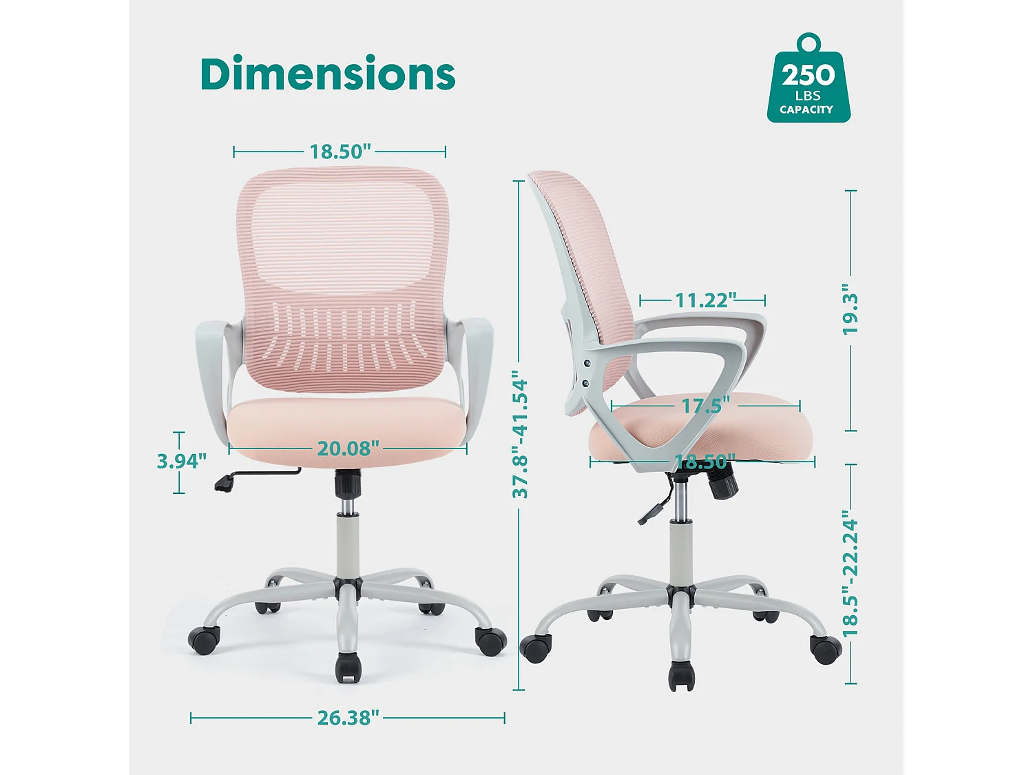 Chaise de bureau avec anneau de pied réglable,Chaise de bureau pour bureau debout,Chaises de bureau à hauteur de comptoir,Rose