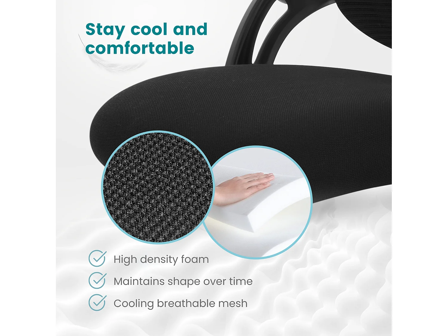 Bureaustoel met verstelbare voetring, lange bureaustoel voor staand bureau, baliehoogte bureaustoelen, zwart