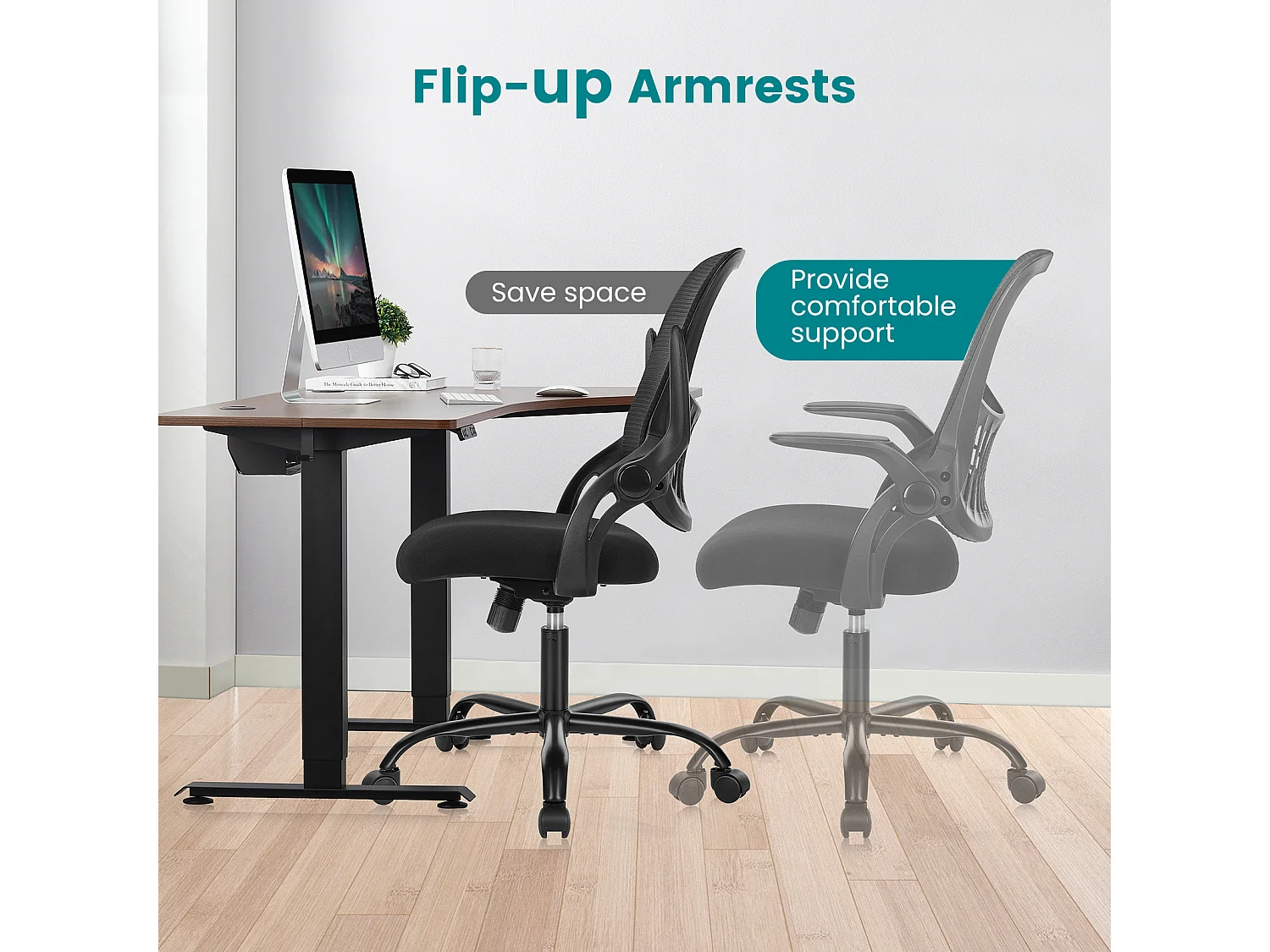 Chaise de bureau avec anneau de pied réglable,Chaise de bureau haute pour bureau debout,Chaises de bureau à hauteur de comptoir,Noir