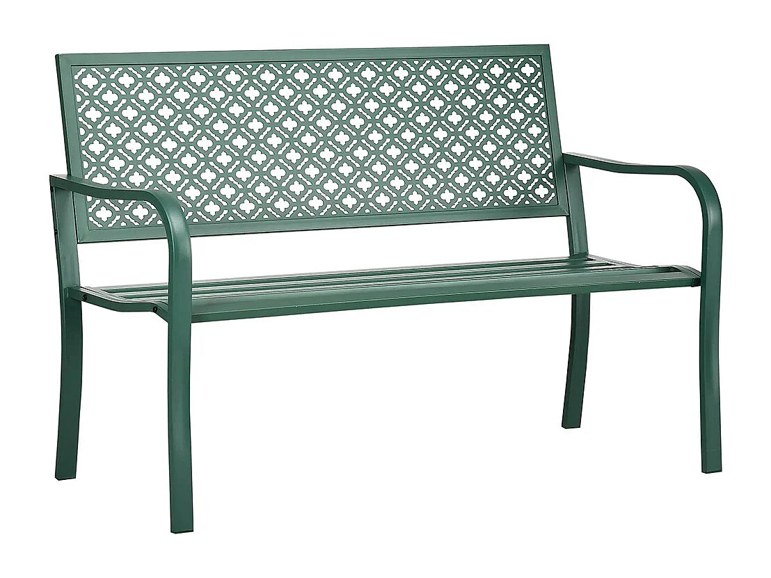 Metalen tuinbank, 2-zits, weerbestendig, 127 cm x 63 cm x 83 cm, groen