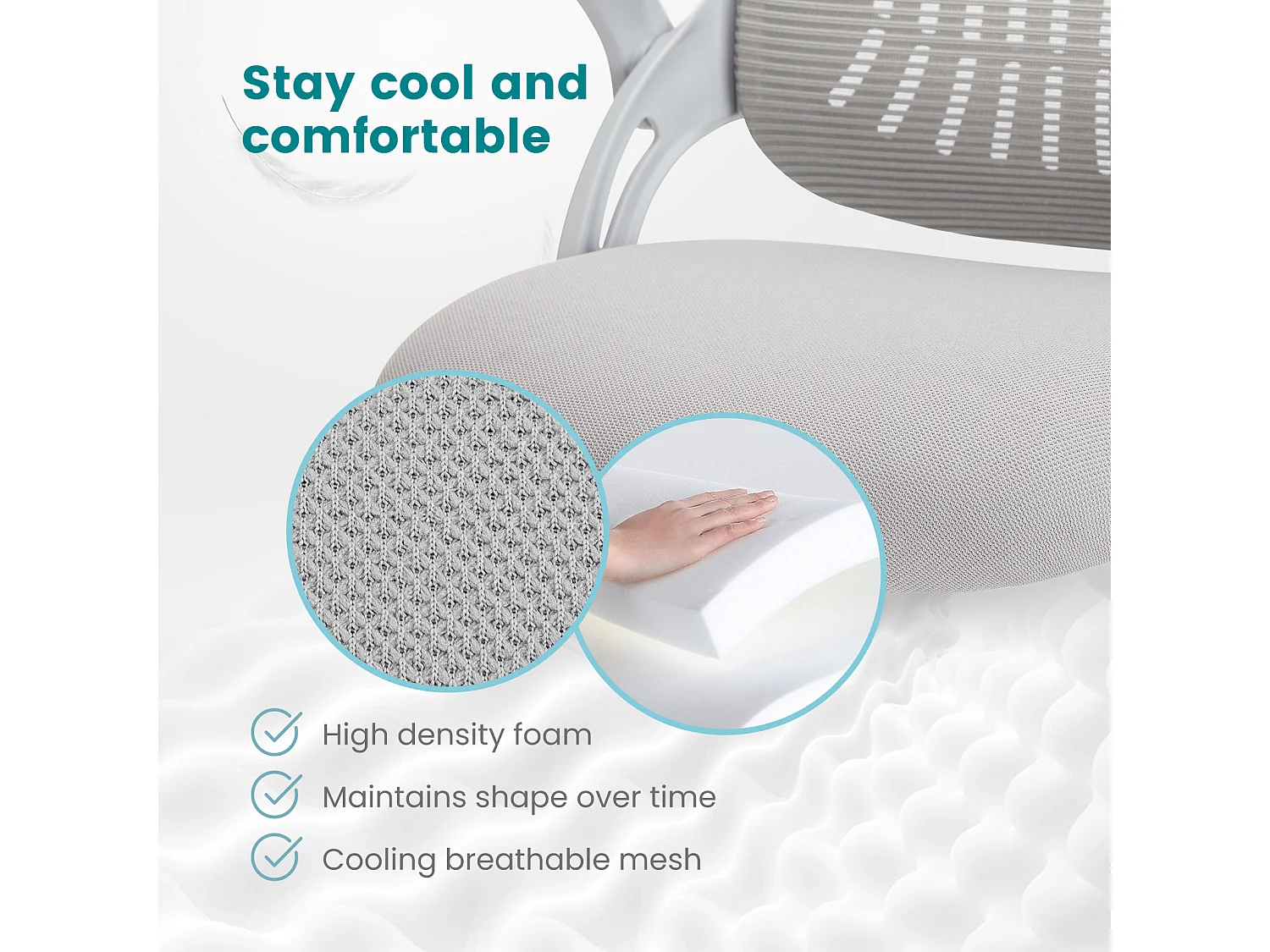 Bureaustoel met verstelbare voetring, hoge bureaustoel voor staand bureau, baliehoogte bureaustoelen, grijs