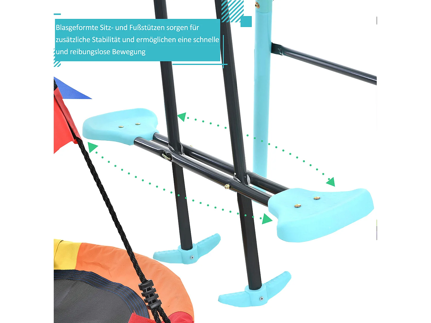 Set altalena 3 in 1 con nido d'uccello, scala di arrampicata e rete di arrampicata per bambini dai 3 agli 8 anni, blu