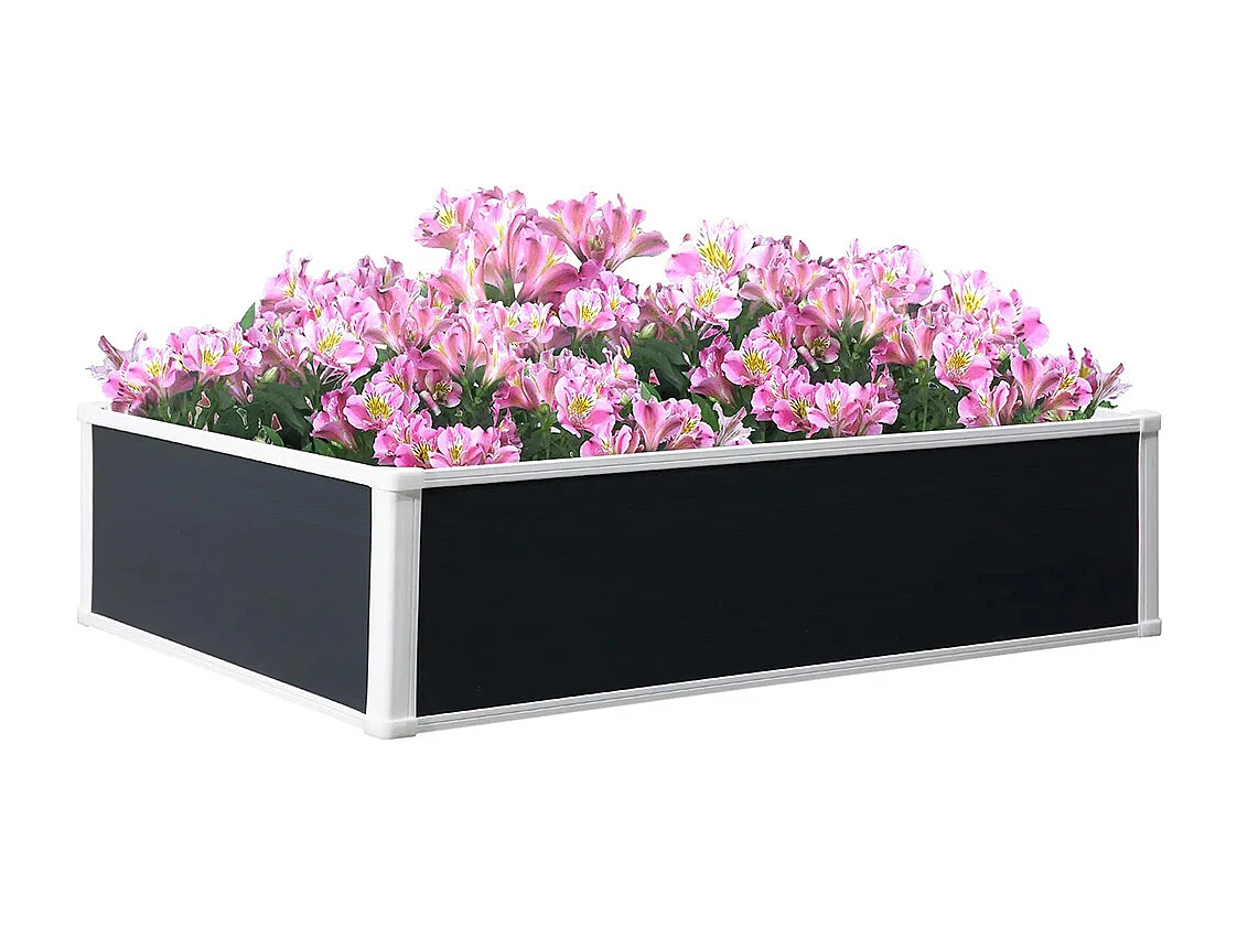 Plantenbak, plantenbak, met drainagefunctie, bescherming tegen ongedierte, kunststof, grijs, 120 x 90 x 30 cm